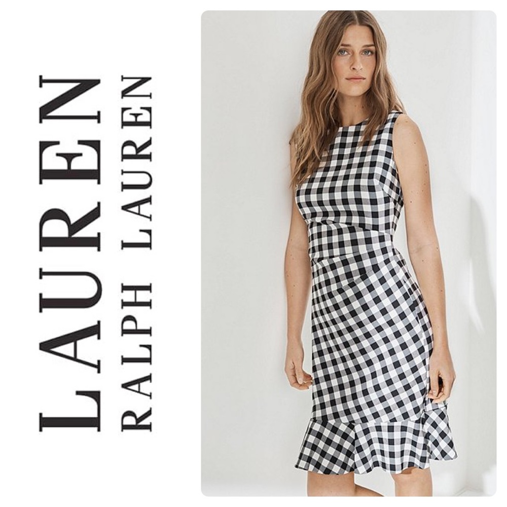 New Lauren Ralph Lauren Gingham Jacquard Dress - Picture 4 of 5